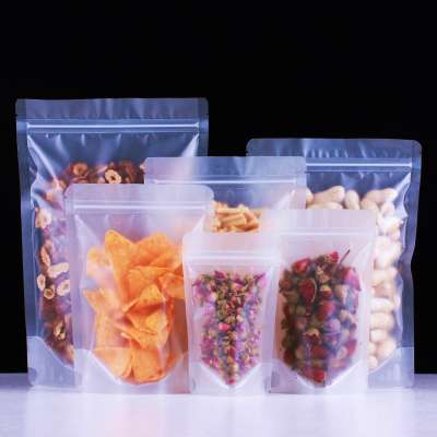 Matte Frosted Zipper Resealable Stand Up Pouches ,Herbs Snack Food Tea Packing Bags with Tearing