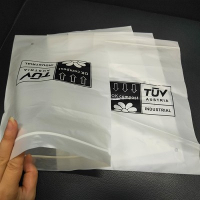 ASTM6400 EN13432  biodegradable 100% Compostable custom  resealable packaging  zipper bag