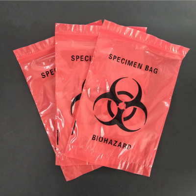 Medical biohazard specimen three layer zip lock bag with pocket