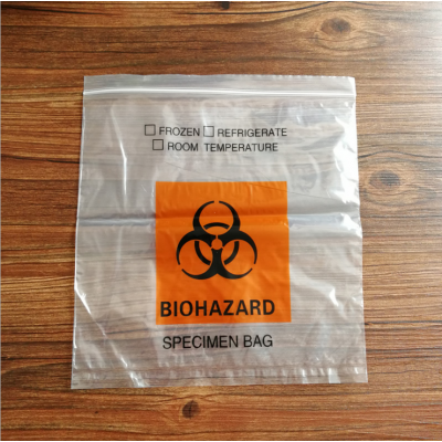 Transparent Plastic Biohazard Pathology Specimen Medical Zipper Bag With Printing