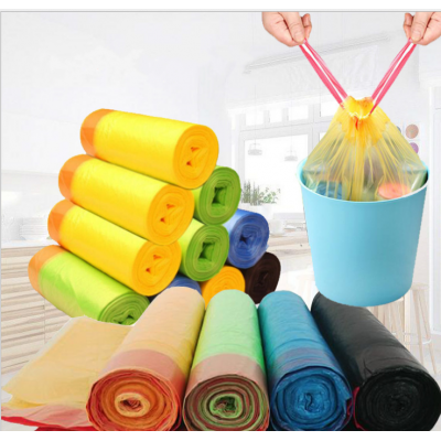 Eco friendly custom printed drawstring plastic roll garbage bags trash bags