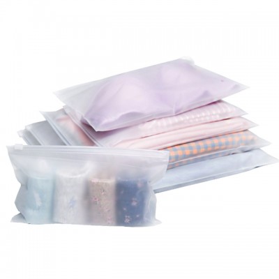 Frosted haft transparent ziplock slider bag for clothes