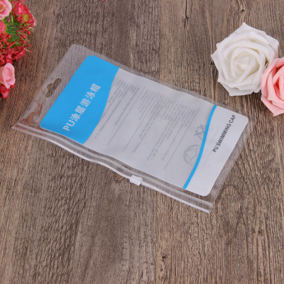 Custom Printing Clear PVC Ziplock Bags With Hanging Hole For Swimming Cap Packing