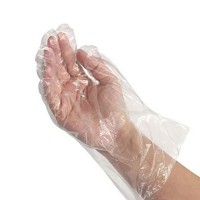 Transparent clear plastic polyethylene hand disposable gloves